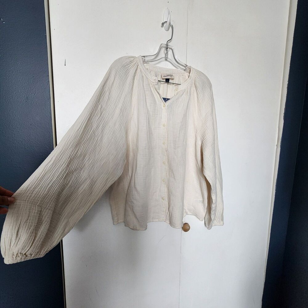 Universal Thread cream gauze prairie bishop sleeve top Large NWT peasant country
